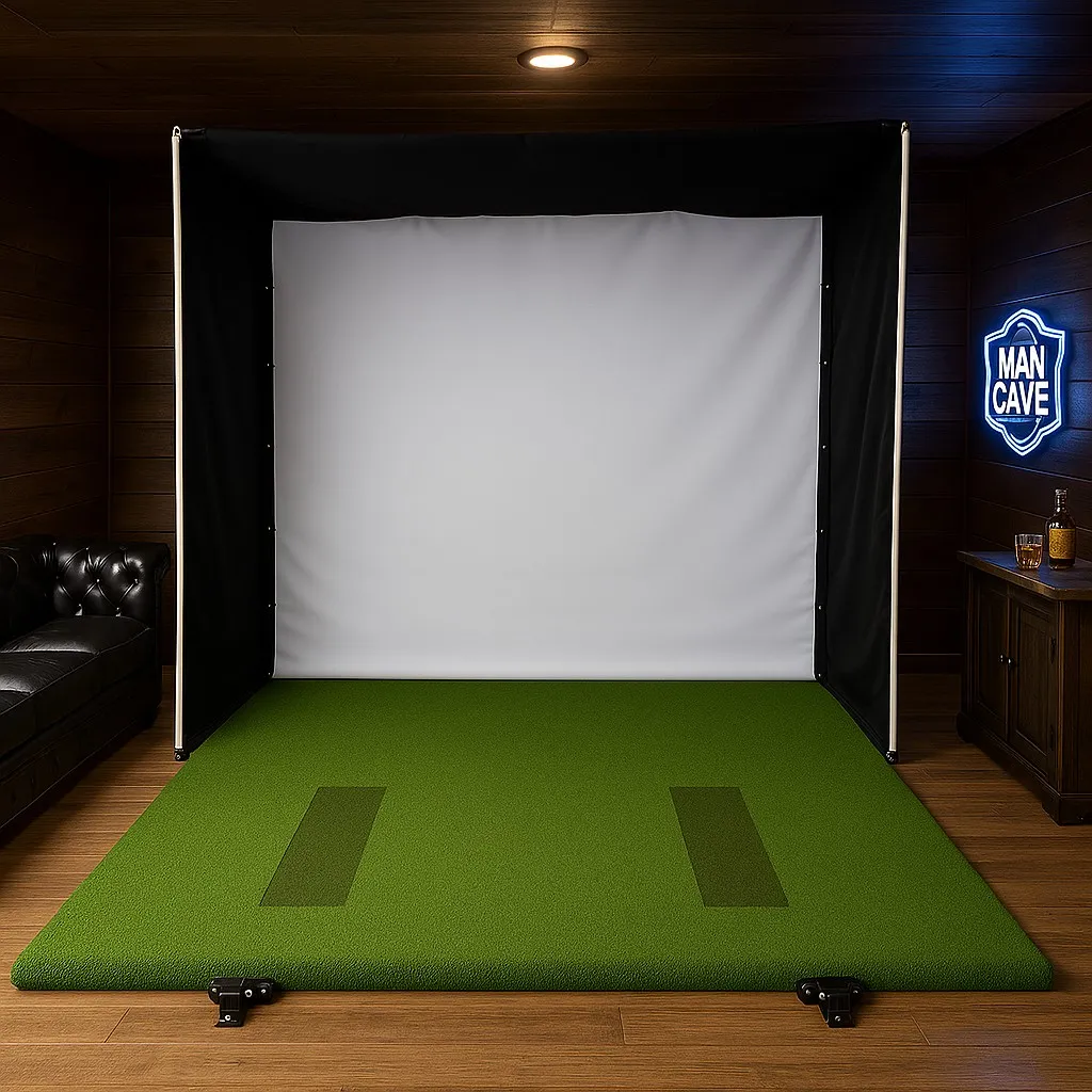 Hideaway folding golf simulator enclosure